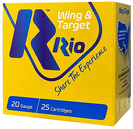 Rio Ammunition WT2075 Wing  &  Target  20Gauge 2.75" 7/8oz 7.5Shot 25 Per Box/10 Case