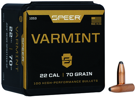 Speer 1053 Varmint  22Cal 70gr Jacketed Soft Point 100 Per Box/5 Case