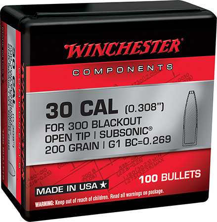 Winchester Ammo WB300B200X   300Blackout 200gr Open Tip 100 Per Box/10 Case