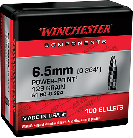 Winchester Ammo WB65PP129X Power-Point  6.5Creedmoor 129gr 100 Per Box/10 Case