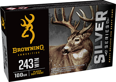 Browning Ammo B192602431  Silver 243Win 100gr Plated Soft Point 20 Per Box/10 Case