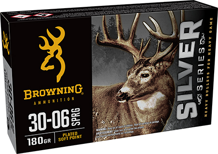 Browning Ammo B192630061  Silver 30-06Springfield 180gr Plated Soft Point 20 Per Box/10 Case