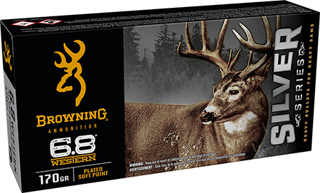Browning Ammo B192600681  Silver 6.8Western 170gr Plated Soft Point 20 Per Box/10 Case