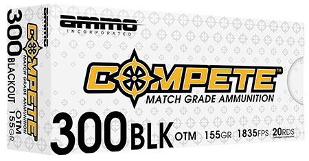 Ammo Inc 300B155BTHPA20 Compete  300Blackout 115gr Boat Tail Hollow Point 20 Per Box/10 Case