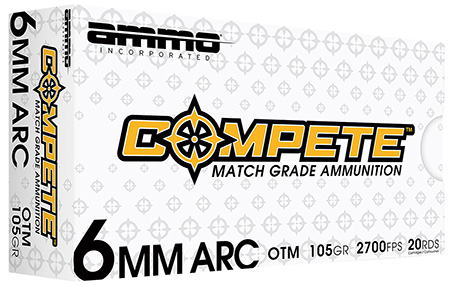 Ammo Inc 6ARC105BTHPA20 Compete  6mmARC 105gr Boat Tail Hollow Point 20 Per Box/10 Case