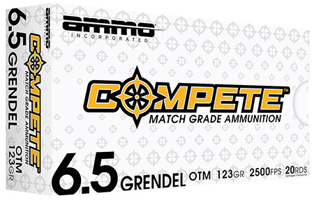 Ammo Inc 65GR123BTHPA20 Compete  6.5Grendel 123gr Open Tip Match 20 Per Box/10 Case
