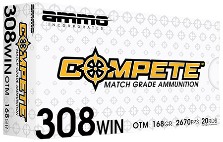 Ammo Inc 308168BTHPA20 Compete  308Win 168gr Boat Tail Hollow Point 20 Per Box/10 Case