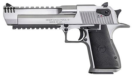 Magnum Research DE357SRMB Desert Eagle Mark XIX 357 Mag 9+1 6" Stainless Steel Barrel, Stainless Steel Serrated Slide, Stainless Steel Frame w/Beavertail  &  Picatinny Rail, Weaver Top Mount