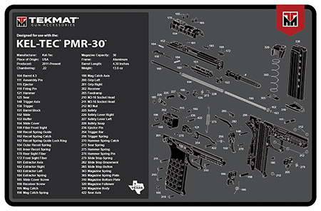 TekMat TEKR17KELPMR3 Kel-Tec PMR-30 Cleaning Mat Gray Rubber 11"x17" Kel-Tec PMR-30 Parts Diagram