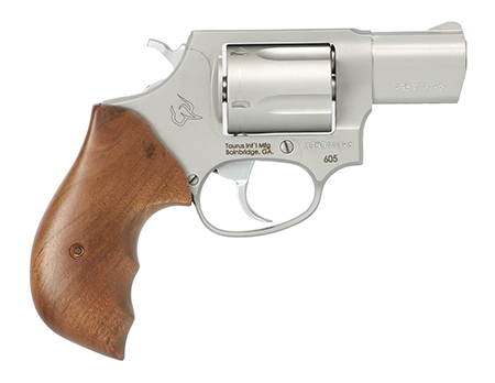 Taurus 2-605029TW 605  Small Frame 357 Mag/38 Special +P 5 Shot 2" Matte Stainless Steel Barrel, Cylinder  &  Frame, Walnut Grips, Transfer Bar Safety