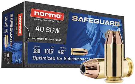 Norma Ammunition 801407727  Safeguard 40S&W 180gr Jacketed Hollow Point 50 Per Box/20 Case