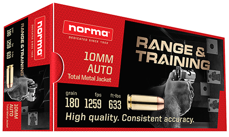 Norma Ammunition 801105383   10mm 180gr Total Metal Jacket 50 Per Box/20 Case