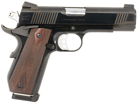 Tyler Gun Works TGWCMBL45 Custom 1911 Commander 45 ACP 7+1 4.25" Stainless Match Grade Barrel, Blued Serrated Steel Slide, Blued Steel Frame w/Beavertail, Walnut Grip