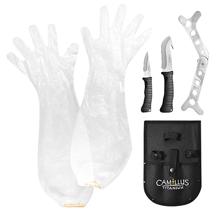 Camillus 19439 Hunting Kit  Fixed Caper/GutHook Plain Titanium Nitride Coated 5 Pieces