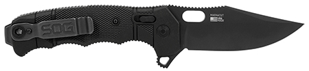 S.O.G SOG12211357 Seal XR 3.90" Folding Clip Point Plain Black MagnaCut Blade, Black Textured GRN/Titanium Handle