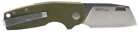 S.O.G SOG14031157 Stout FLK 2.10" Folding Cleaver Stonewashed Cryo D2 Steel Blade, OD Green Textured G10/SS Handle Presentation Box