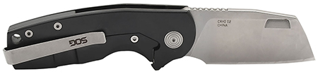 S.O.G SOG14031257 Stout FLK 2.40" Folding Cleaver Plain Satin D2 Steel Blade, Black Textured G10/SS Handle