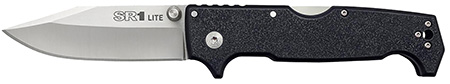 Cold Steel CS62K1Z SR1 Lite 4" Folding Clip Point Plain Stonewashed 8Cr14MoV SS Blade, 5.63" Black Textured Griv-Ex Handle