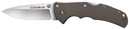 Cold Steel CS58PSZ Code 4  3.50" Folding Spear Point Plain Satin S35VN Blade, 5" Gunmetal Gray Aluminum Handle
