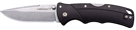 Cold Steel CSFLC3SPSSZ Verdict  EDC 3" Tanto Plain Folding 4116 Krupp SS Blade, Black Textured GFN Handle
