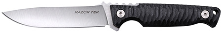 Cold Steel CSFX4RZR Razor Tek  EDC 4" Fixed Clip Point Plain Satin 4116 Krupp SS Blade, 4" Black Textured