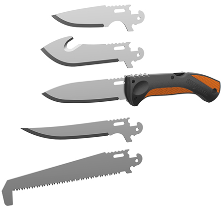 Cold Steel CSCCFLDKIT Click-N-Cut Field Kit Includes Caper Blade, Skinning Blade w/Gut Hook, General Purpose Blade, Boning blade, Bone Saw, Handle  &  Case