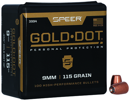 Speer 3994 Gold Dot Personal Protection 9mm 115gr Hollow Point 100 Per Box/5 Case