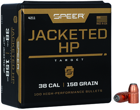 Speer 4211 Handgun  38Cal 158gr Jacketed Hollow Point 100 Per Box/5 Case