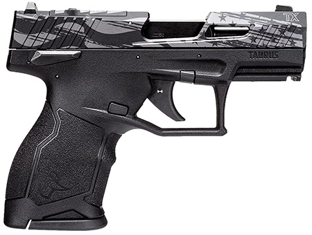 Taurus 1TX22131US5 TX22C T.O.R.O. Compact Frame 22 LR 13+1 3.60" Matte Black Threaded Barrel, Engraved Distressed USA Flag Optic Ready/Serrated Slide, Black Polymer Frame