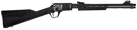 Rossi RP22181SYEN18 RP22  22 LR 15+1 18" Black Polished Alloy Steel Barrel, Black w/Engraved Eagle  &  US Flag Aluminum Receiver, Black Synthetic Fixed Stock