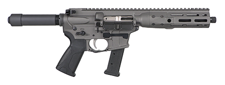 LWRC ICP9TG8 IC-9  9mm Luger 33+1 8.50" Black Nitride Threaded Barrel, M-LOK Handguard, Tungsten Gray Aluminum Receiver w/Integrated Rail Base, Black Pistol Tube, LWRC Ultra Combat Grip, Ambidextrous