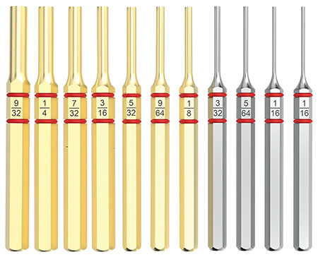 Real Avid AVAPKB Accu-Punch Pin Punch Set Brass/Steel 11 Pieces