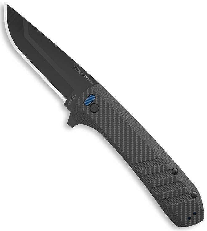 Outdoor Edge VX430A Razor VX4 EDC 3" Folding Drop Point Plain Black Oxide 420J2 SS Blade, Black Textured Carbon Fiber/G10 Handle