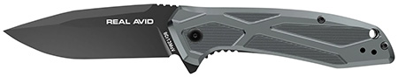Real Avid AVRAV2 RAV-2  3.25" Folding Drop Point Plain Black Oxide 8Cr13MoV SS Blade, Aluminum Handle, Clamshell Pkg
