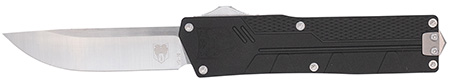 CobraTec Knives CTPRNEDGBLK Paragon  Sports South Exclusive OTF Plain Satin VG-10 SS Blade, Black Textured Aluminum Handle