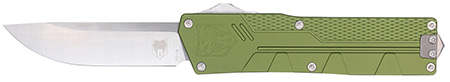 CobraTec Knives CTPRNEDGODG Paragon  Sports South Exclusive OTF Plain Satin VG-10 SS Blade, OD Green Textured Aluminum Handle