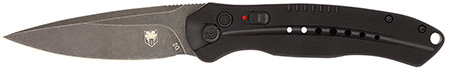 CobraTec Knives BLKDIABLOAUTO Diablo  3.50" Folding Black Stonewashed D2 Steel Blade, 4.75" Black Textured G10 Scales Handle