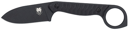 CobraTec Knives CTWLTBLK Wolfteeth  EDC 2.75" Folding Drop Point Plain Black 14C28N Steel Blade, 4.25" Black Textured G10 Scales Handle