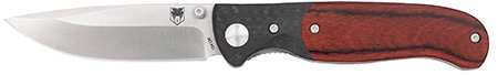 CobraTec Knives CTBRN Baron  EDC 3.25" Folding Drop Point Plain Satin 154CM SS Blade, 4.25" Carbon Fiber/Pakkawood Handle