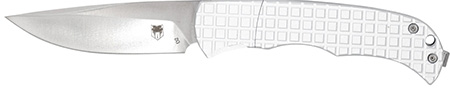 CobraTec Knives CTCLNHRSIL Cyclone Hidden Release 3" OTF Plain Satin D2 Steel Blade, 4" White Aluminum Handle