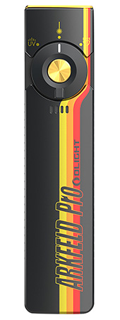 Olightstore Usa Inc ARKFELDPRO3RRSV3 Arkfeld Pro  Black/Racing Stripes 1/15/100/420/1,300 Lumens White LED Green Laser UV Light