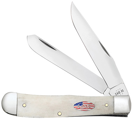 Case 14090 Trapper  EDC 3.25"/3.27" Folding Clip Point/Spey Plain Mirror Polished Tru-Sharp SS Blade, Smooth Natural Bone Handle