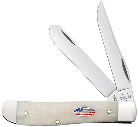 Case 14091 Mini Trapper  2.70"/2.75" Folding Clip Point/Spey Plain Mirror Polished Tru-Sharp SS Blade, Smooth Natural Bone Handle