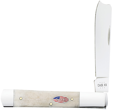 Case 14096 Razor  EDC 3"/2.23" Folding Pen/Spear Plain Mirror Polished Tru-Sharp SS Blade, Smooth Natural Bone Handle