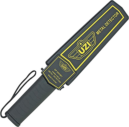 Uzi Accessories UZIHHSC1 Handheld Metal Detector Black/Yellow High-Impact Plastic Features LED Light