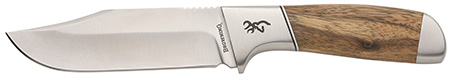 Browning 3220537 Sage Creek  Large 4.50" Fixed Clip Point Plain Satin 9Cr14MoV SS Blade, Brown Zebra Wood Handle