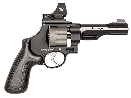 Smith  &  Wesson 14045 PC Model 327 w/Optic N-Frame 9mm Luger 8 Shot 5" Black/SS Ported Barrel, Black Scandium Alloy Frame, JM Signature Black Laminate Grip, Vortex CompDot, C.O.R.E Optic System