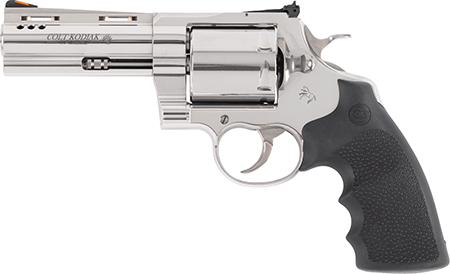 Colt Mfg KODIAKSP4RTS Kodiak  44 Mag 6rd 4.25" Polished Ported Vent Rib Barrel  &  Cylinder, Recessed Target Crown Muzzle, Polished Stainless Steel Frame, Black Hogue Overmolded Grip, Exposed Hammer