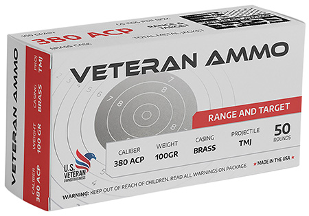 Hyperion Munitions HMBX38010050 Veteran Ammo  380 ACP 100 gr Full Metal Jacket 50 Per Box/20 Case