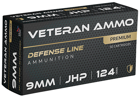 Hyperion Munitions HMBX911 Veteran Ammo  9mm 124 gr Jacketed Hollow Point 50 Per Box/20 Case